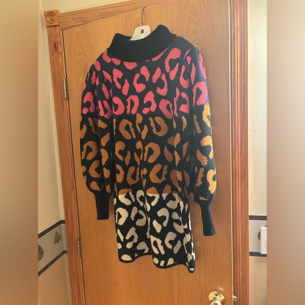 Farm Rio Mixed Leopards Sweater Dress